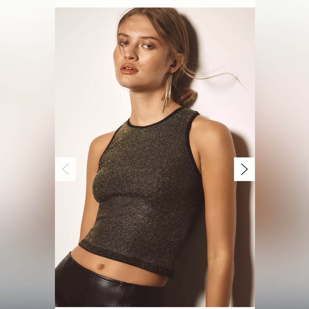 Brand new ANTHROPOLOGIE Reagan Seamless Lurex Ribbed Crop Women Tank Top - NWOT